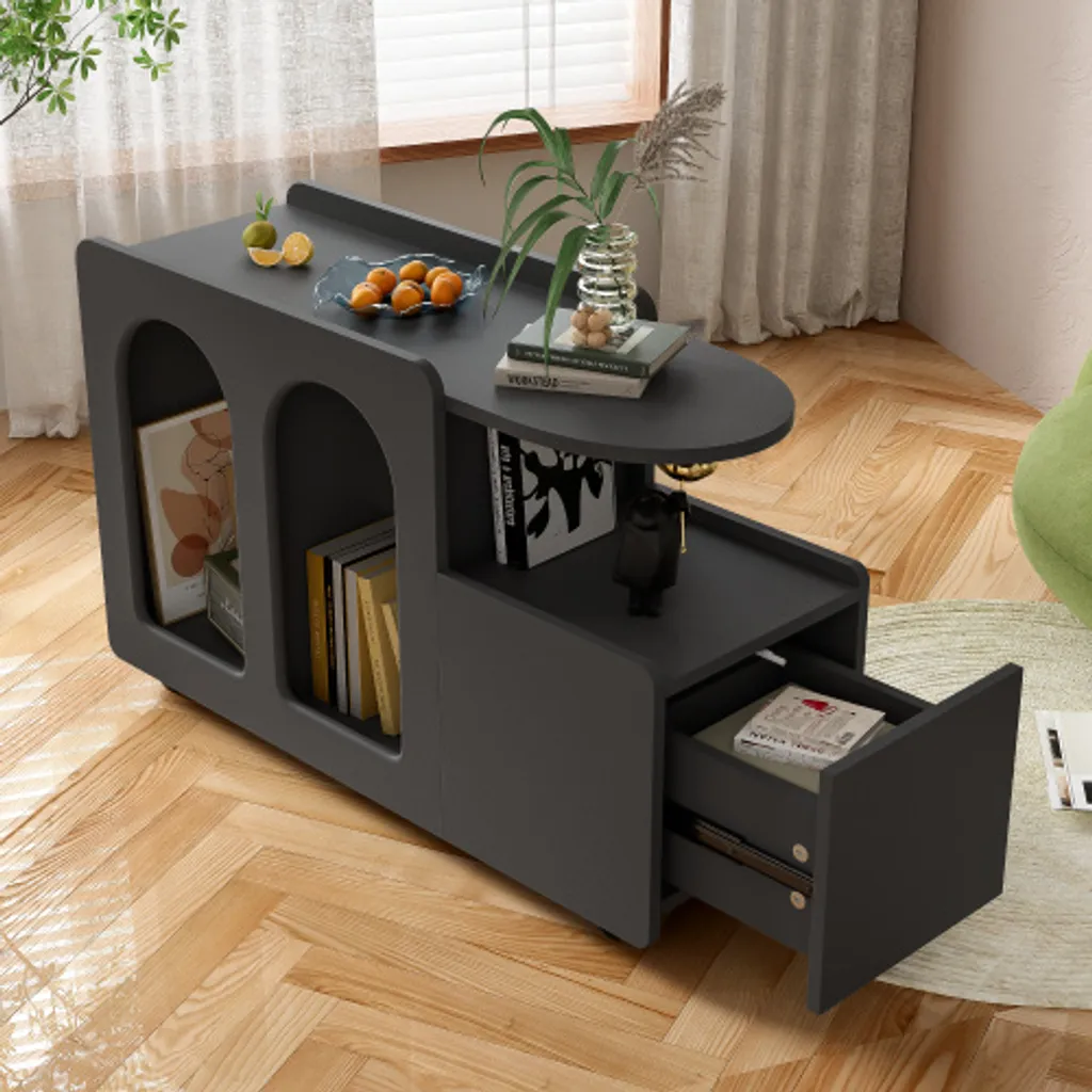 Commode Gain de Place AIORBER Noire avec Protection Angles pour Enfant