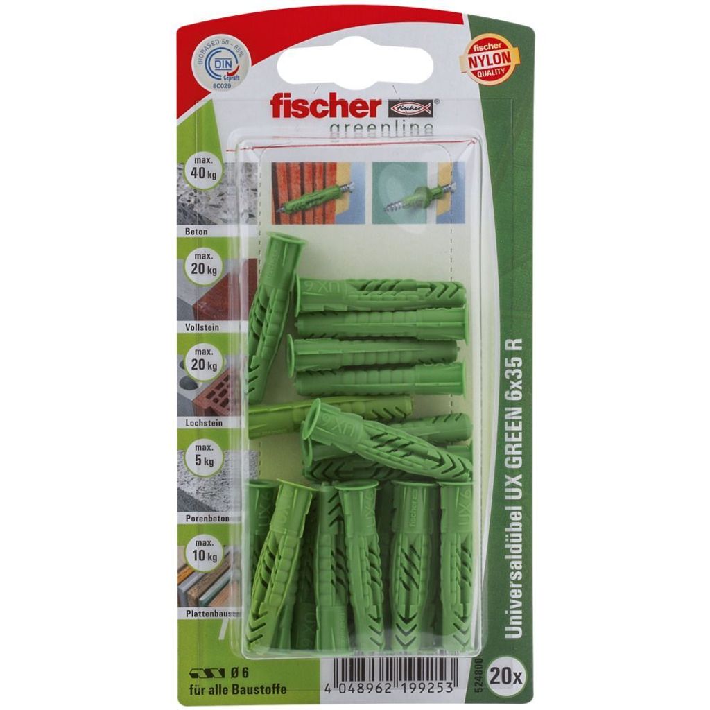 Fischer Universaldübel UX GREEN 6x35 R K (20), 524800