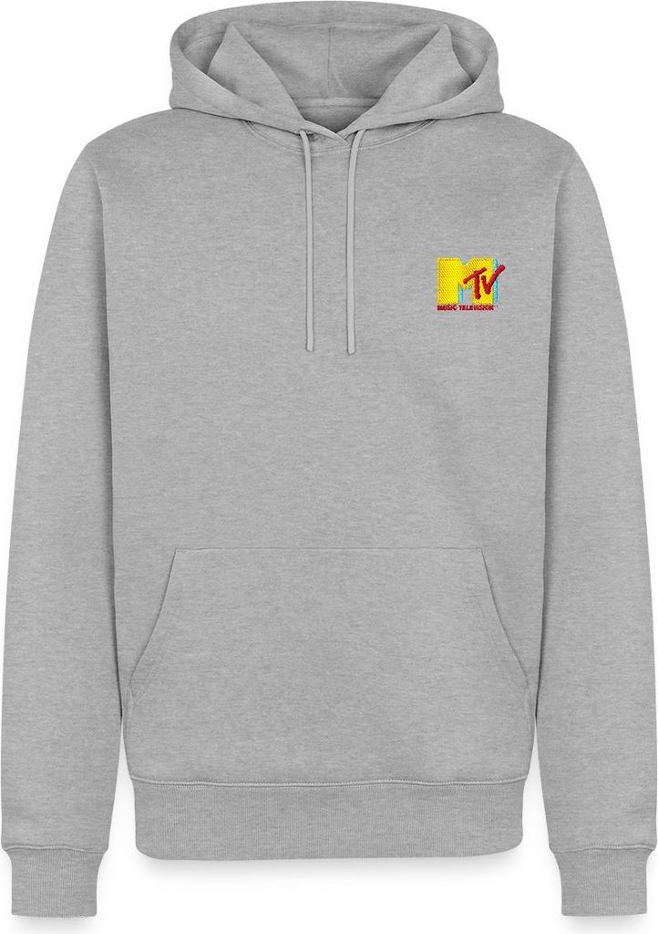 Spreadshirt MTV Logo Als Stick-Design Herren Premium Hoodie, S, Grau meliert