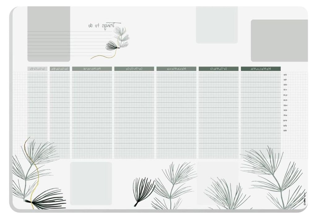 HO590 Papier-Schreibtischunterlage, ca. DIN A2, mit undatiertem Wochenplan, 30 Blatt, abgerundete Ecken, vegan, Schreibunterlage aus nachhaltigem P...