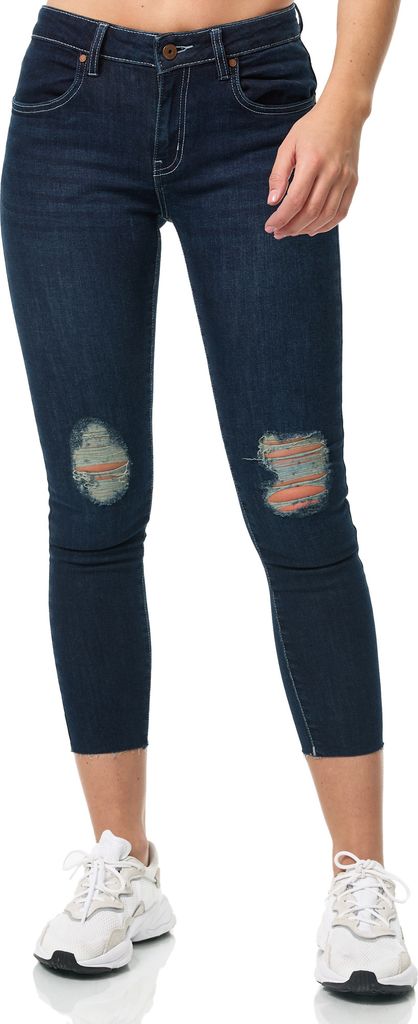 Tazzio Damen Skinny Fit Jeans F111 (Dunkelblau, 34)
