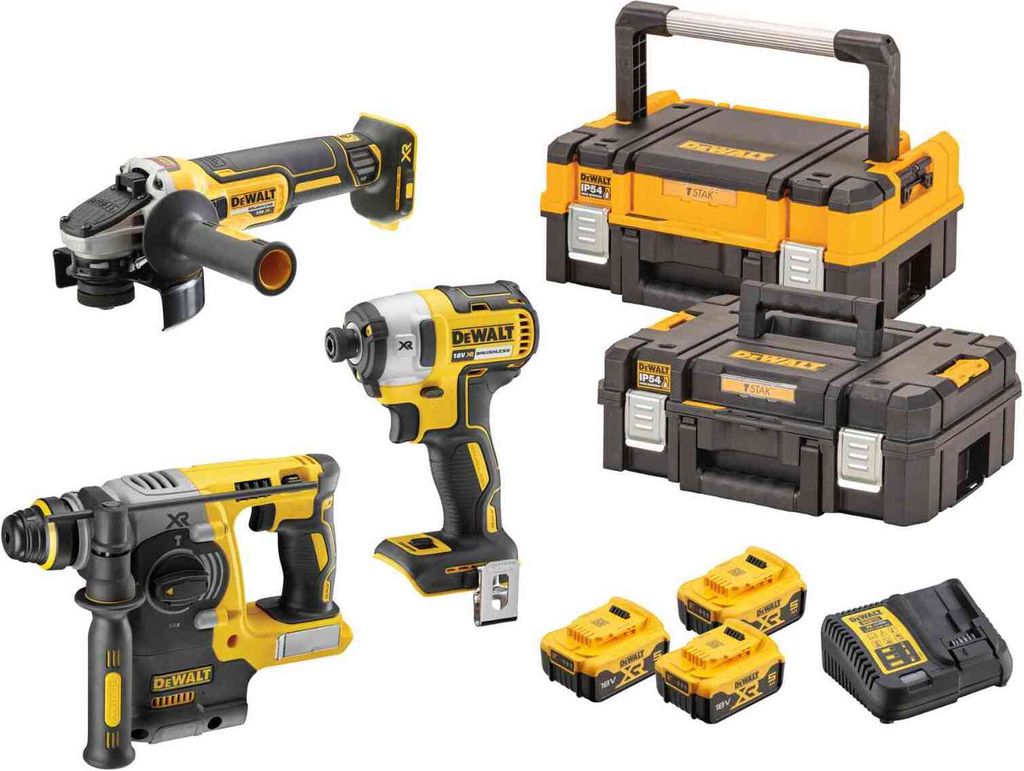 DeWalt DCK305P3T-QW - Akku-Kombipack (3 Stück, 18 V, DCH273, DCF887, DCG405, DCB184x3 Stück, 5Ah)