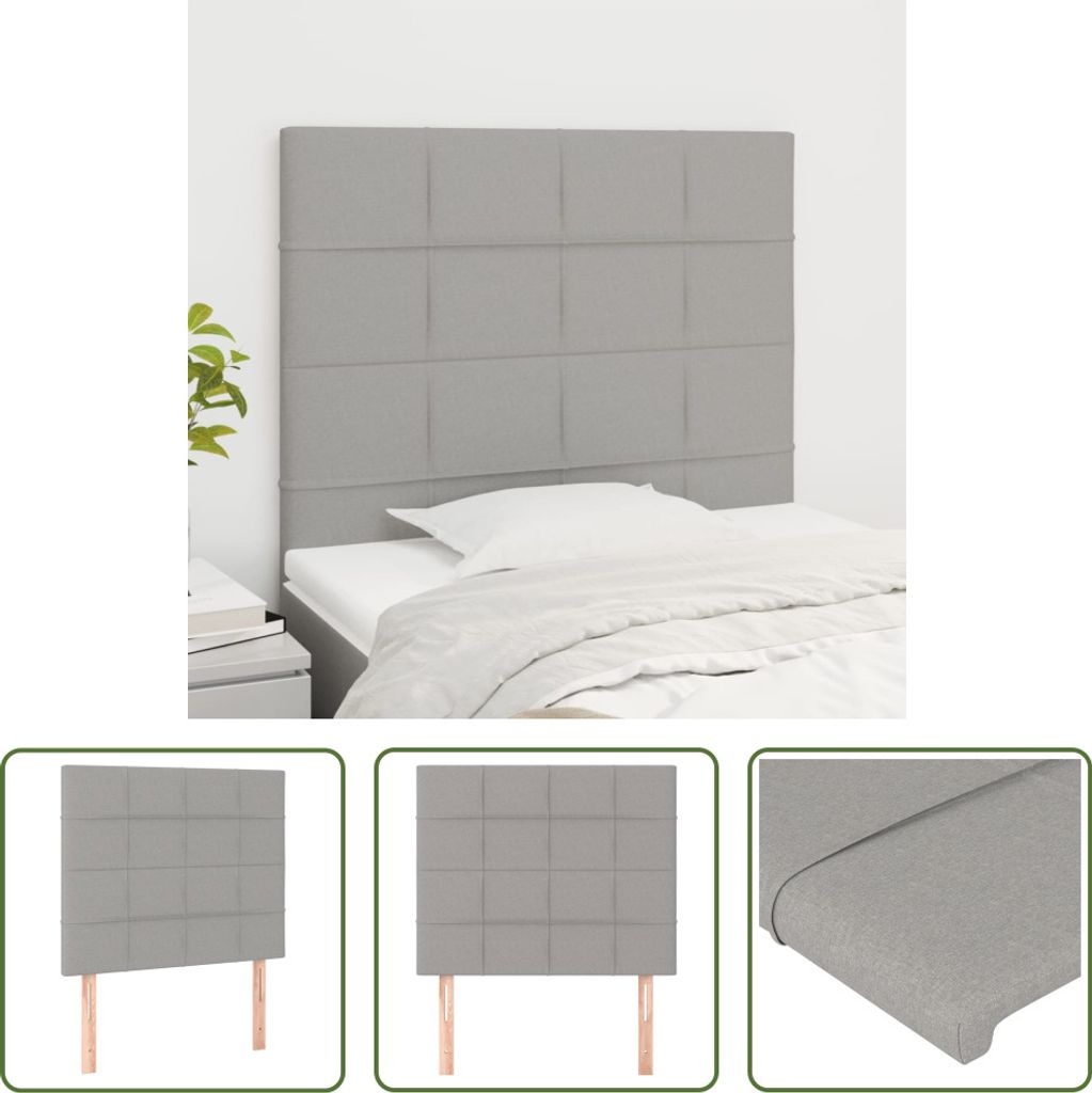 The Living Store Kopfteile 2 Stk. Hellgrau 80x5x78/88 cm Stoff