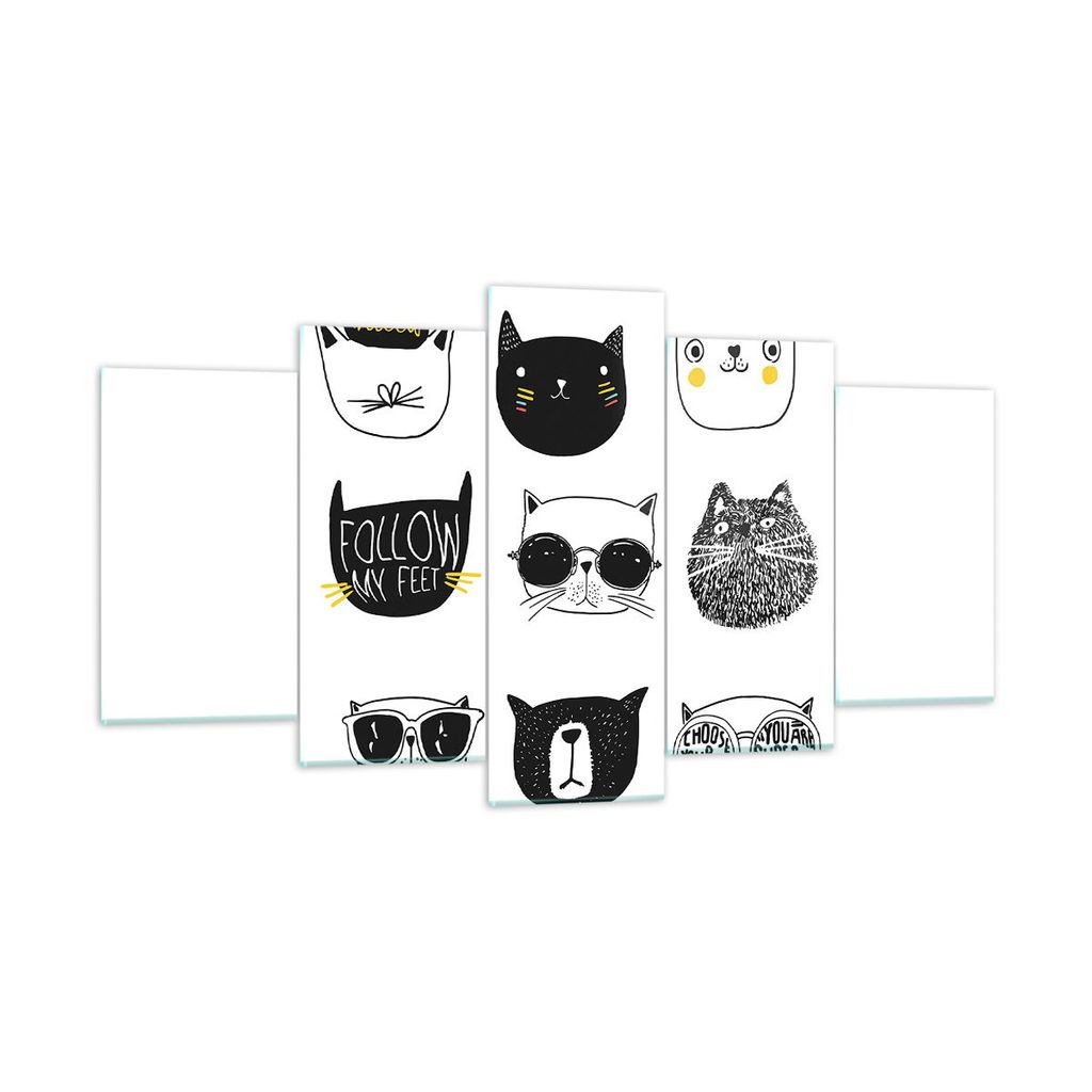 Bilder auf glas - Katze Haustier Tiere Illustration - 160x85cm - Glasbilder - Wandbilder - Kunstdruck - Wanddekoration aus Glas - Glas Bilder - Wan...