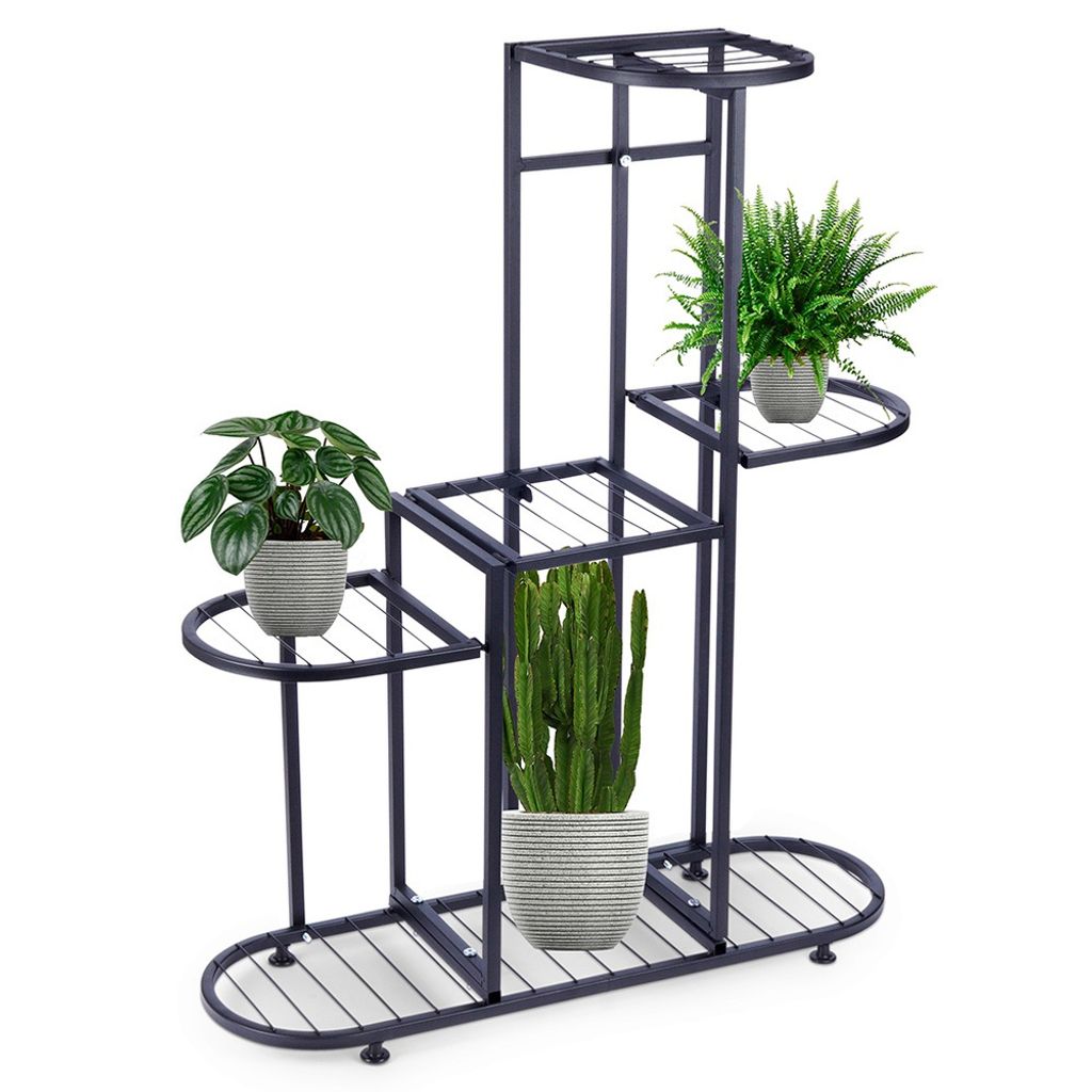Metallblumenständer, 5-stufig, mehrstöckiger Ständer für Blumentöpfe, Pflanzen, Blumen