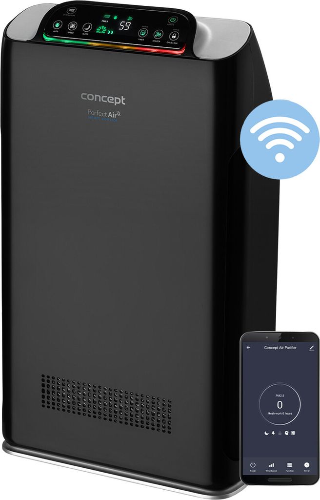 CONCEPT Smart Perfect Air Luftreiniger Raumluftreiniger 7-Stufen-Filtration Ionisator Kohlefilter Mobile App