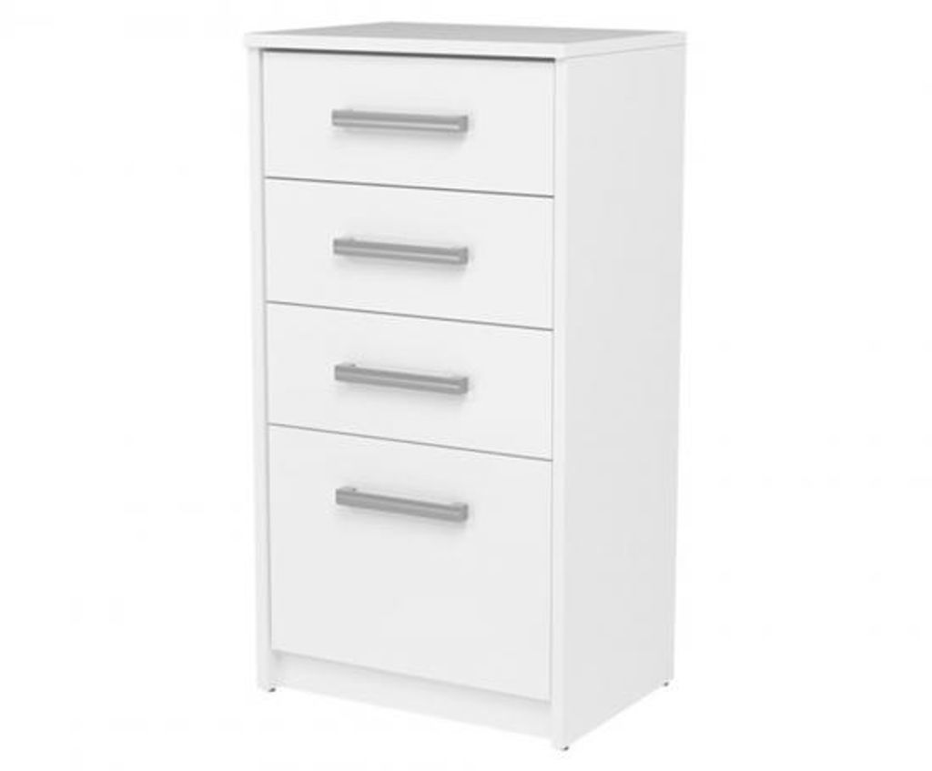 CDF Moderne Kommode Otis 4S | Farbe: Weiß | Schrank für Dokumente, Kleinigkeiten