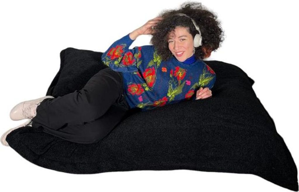 Sitzsack aus Bouclé-Stoff BANANAIR 180 x 140 cm, Schwarz