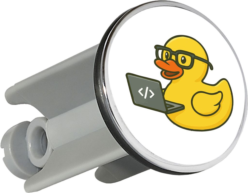 Huuraa Waschbeckenstöpsel Quietscheente Softwareentwicklung Comic Gummiente 4cm höhenverstellbar Abflussstopfen Geschenkidee