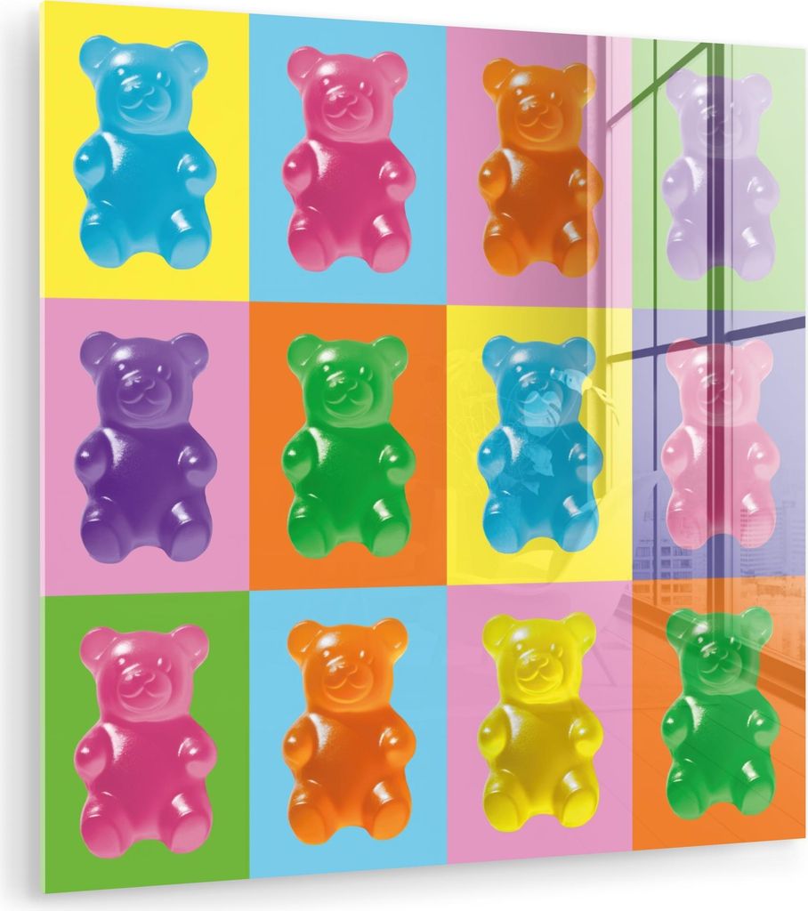 MuchoWow Glasbilder - Bilder auf Wandbild - Foto auf Glas Kunst - Süßigkeiten - Bunt 30x30 cm Wanddekoration aus Glas - Acrylglasbild - Acrylbilder