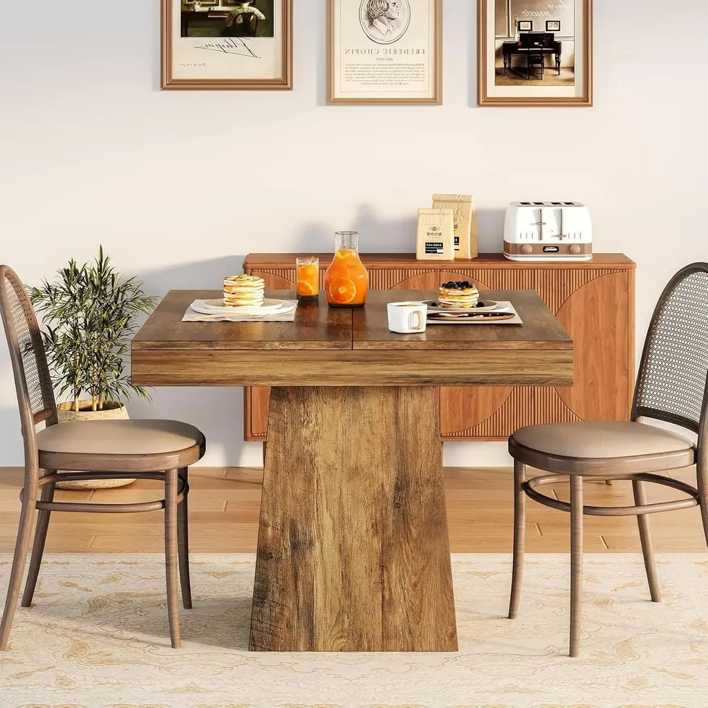 Table gain de place pour petit appartement 4 couverts 80 cm chocolat