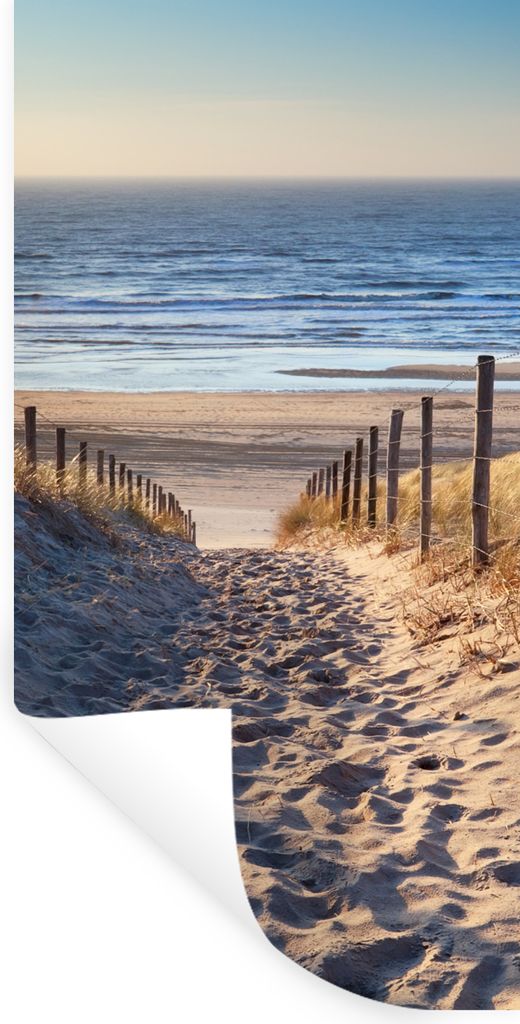 MuchoWow Wandtattoo Wandsticker Wandaufkleber Strand - Meer - Niederlande - Dünen - Sonne 60x120 cm Selbstklebend und Repositionierbar - Selbstk...