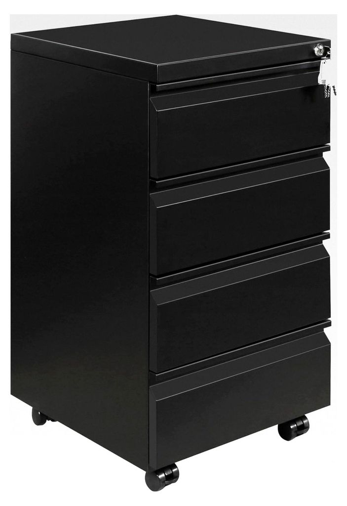 Rollcontainer, abschließbarer Aktenschrank mit 4 Schlüsseln, Büroschrank aus Metall, Aktenschrank für unter den Schreibtisch, mit 4 Schubladen,...