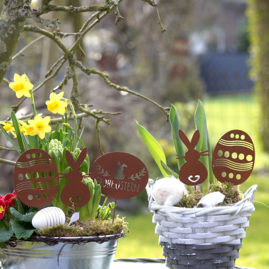 UNUS® Gartenstecker Frohe Ostern (2 Hasen, 2 Eier , 1 Produktbild 5