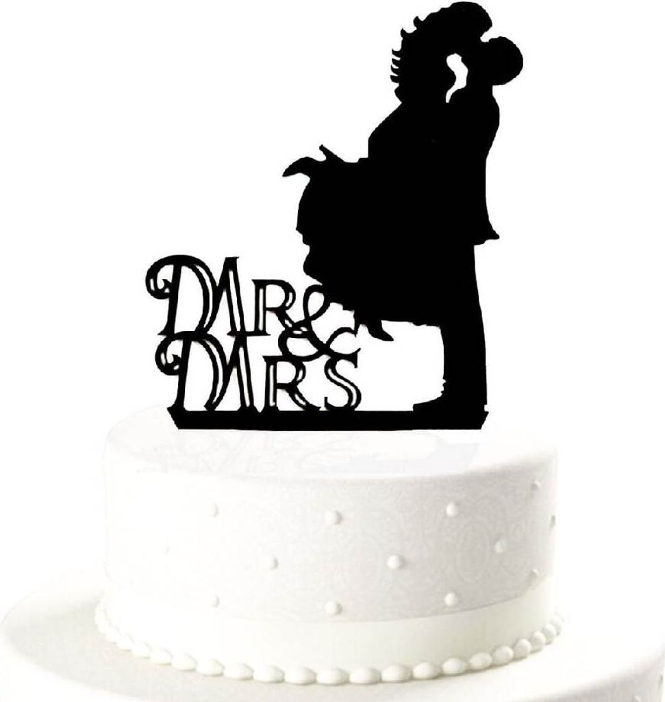 Oblique Unique Hochzeitstorten Topper Brautpaar Mr & Mrs Produktbild 