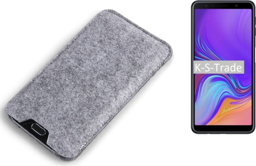 K-S-Trade Filz Handyhülle kompatibel mit Samsung Galaxy A7 (2018) Schutzhülle Filztasche Filz Tasche Case Sleeve Handy Hülle Filzhülle grau