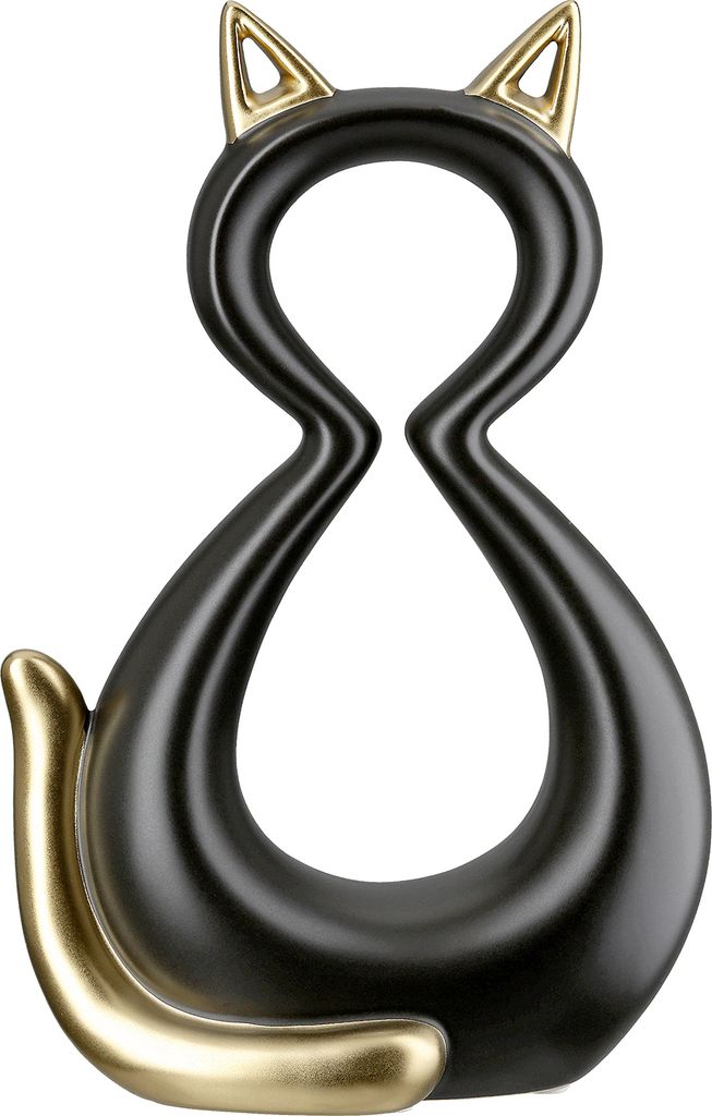 Gilde Figur, Katze, "Catty", Keramik, goldfarben, schwarz, Produktbild 