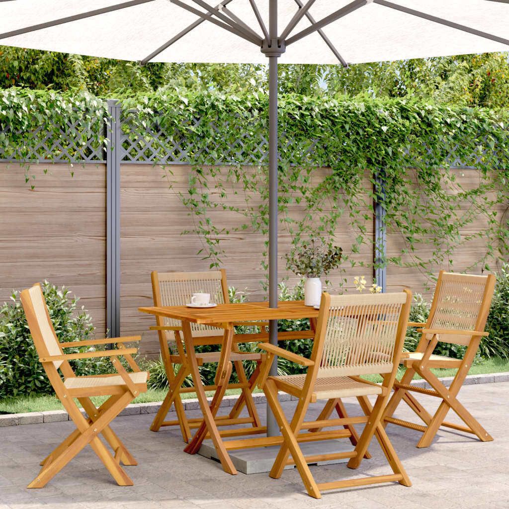 Möbel Gartenstühle 4 Stk. Klappbar Beige Massivholz Akazie - Gartensessel 3214571