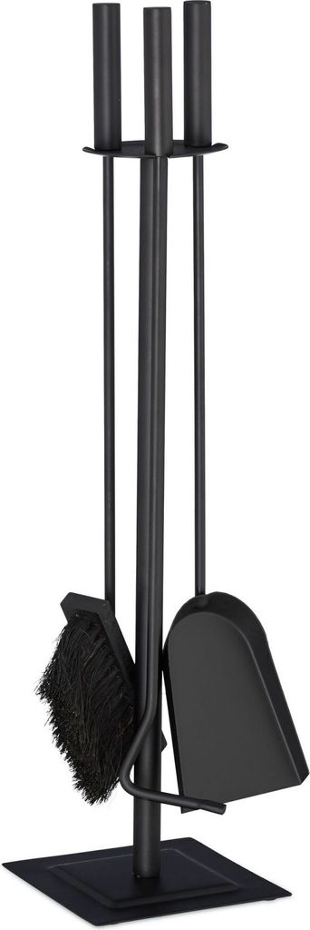 relaxdays Kaminbesteck 4-teilig schwarz Produktbild 