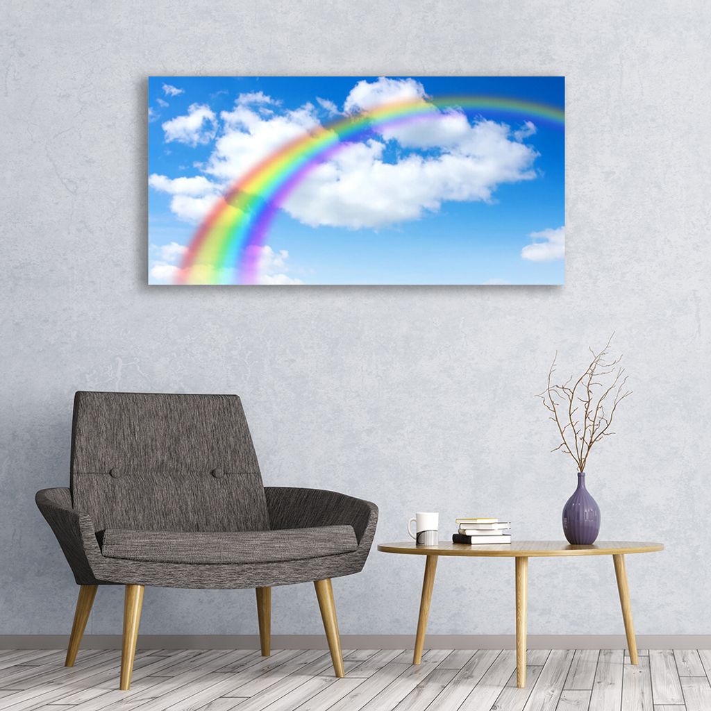 Glasbilder 120x60 Wandbild Druck auf Glas Regenbogen Natur