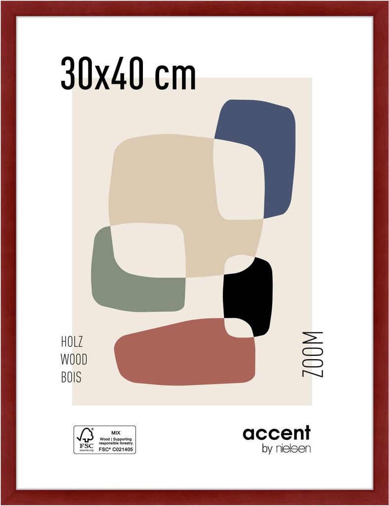 accent by nielsen Holz Bilderrahmen Zoom, 30x40 cm, Rot
