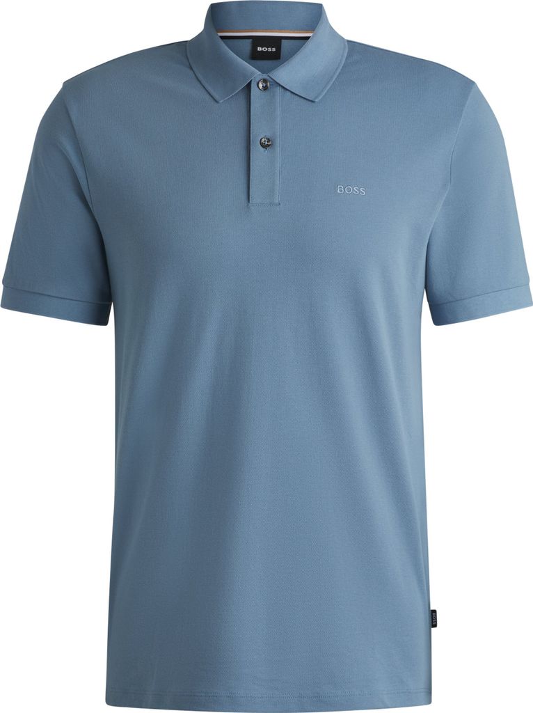 BOSS Polo blau Pallas einfarbig kurzarm