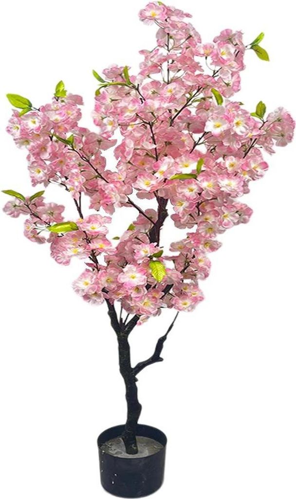 Künstlicher Kirschblütenbaum - Im Topf - 120 cm, Seidenblüten, Standmodell, Bonsai-Stil, Für Hochzeit & Outdoor - Dunkelpink