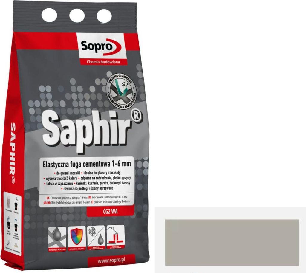 SOPRO SAPHIR 15 Fugenmörtel grau 2kg 1-6mm Produktbild 