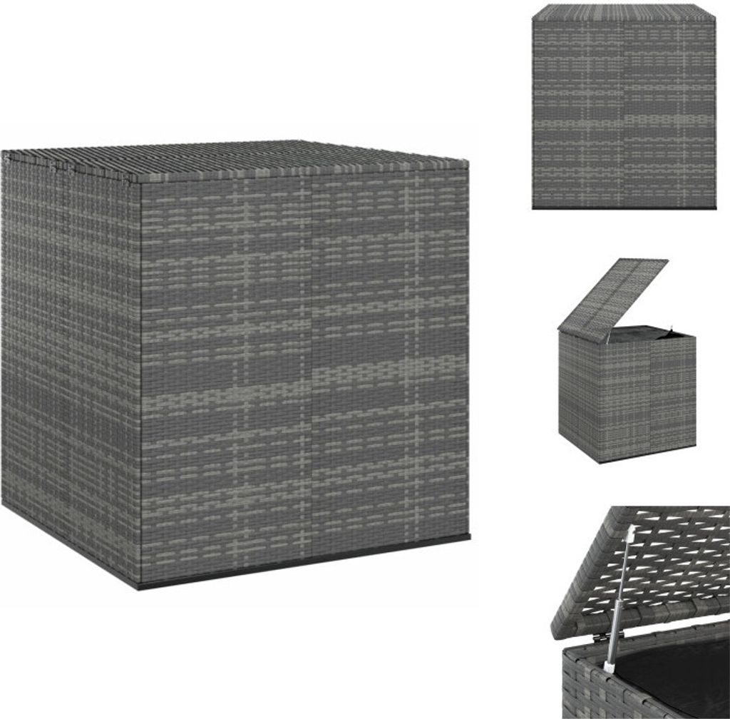 vidaXL Garten-Kissenbox PE Rattan 100x97,5x104 cm Grau - Gartenboxen