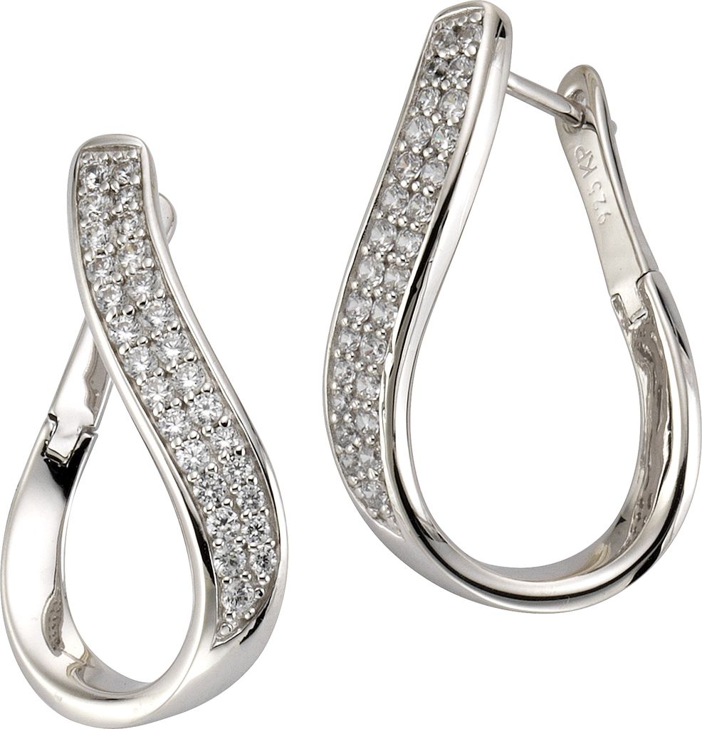 Celesta Silber Ohrringe 925/- Sterling Silber 2,8cm weiß Produktbild 