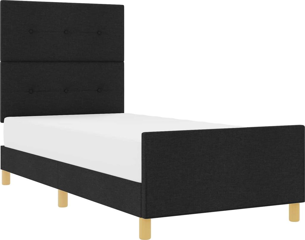 Bettgestell mit Kopfteil Schwarz 80 x 200 cm Stoff