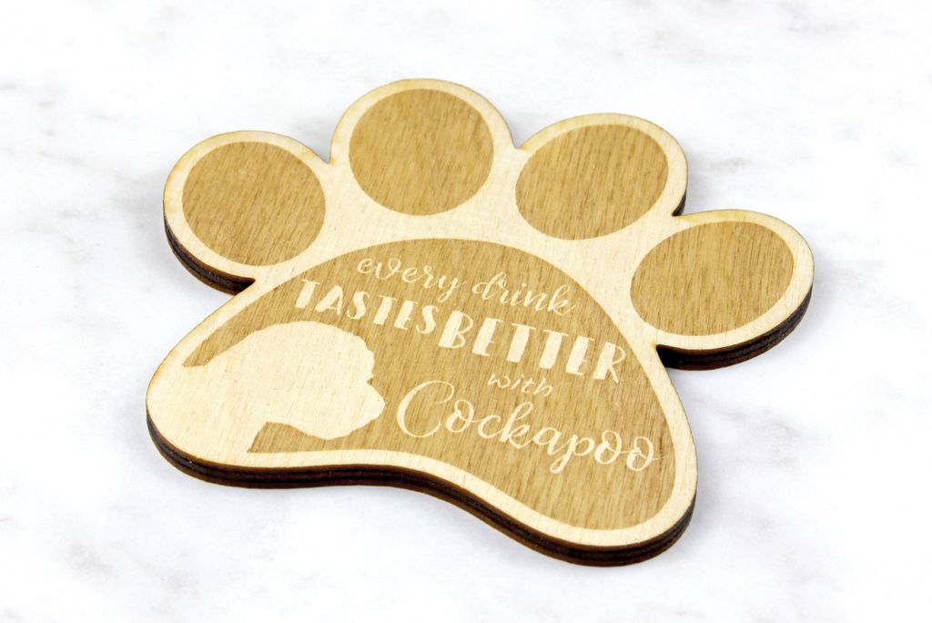 Cockapoo - Tasse Untersetzer, graviert Untersetzer mit Hund, Geschenk für Hundeliebhaber von Art-Dog Marke