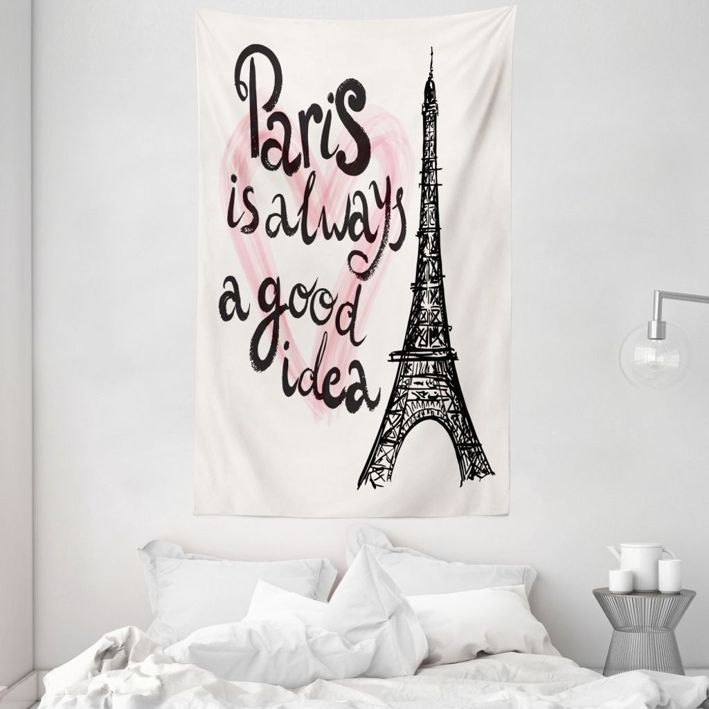 ABAKUHAUS Eiffelturm Wandteppich und Tagesdecke, Europa-Traum-Tour aus Weiches Mikrofaser Stoff Waschbar ohne Verblassen Digitaldruck, 140 x 230 cm...