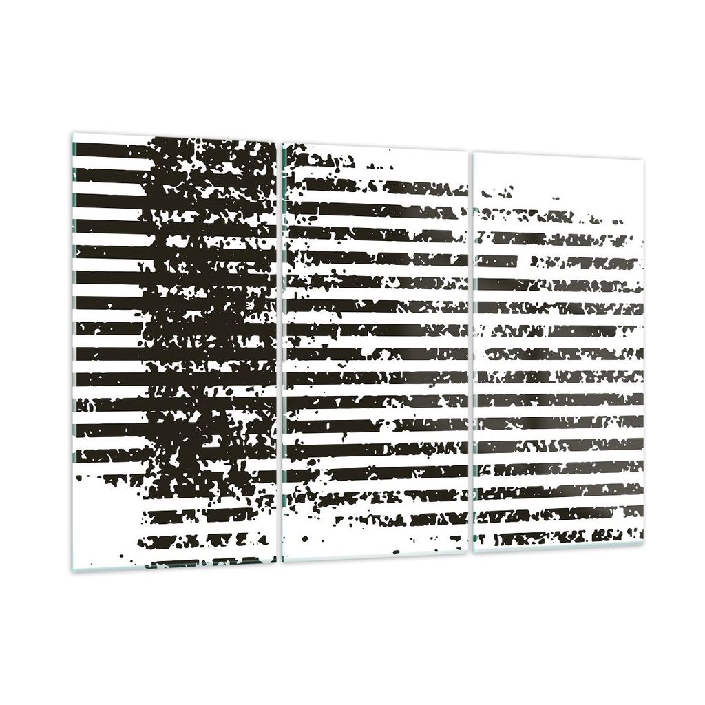 Bilder auf glas - 3 Teile - Abstraktion Schwarz Gürtel - 105x70cm - Glasbilder - Wandbilder - Bilder - zum Aufhängen bereit - Wanddekoration aus ...