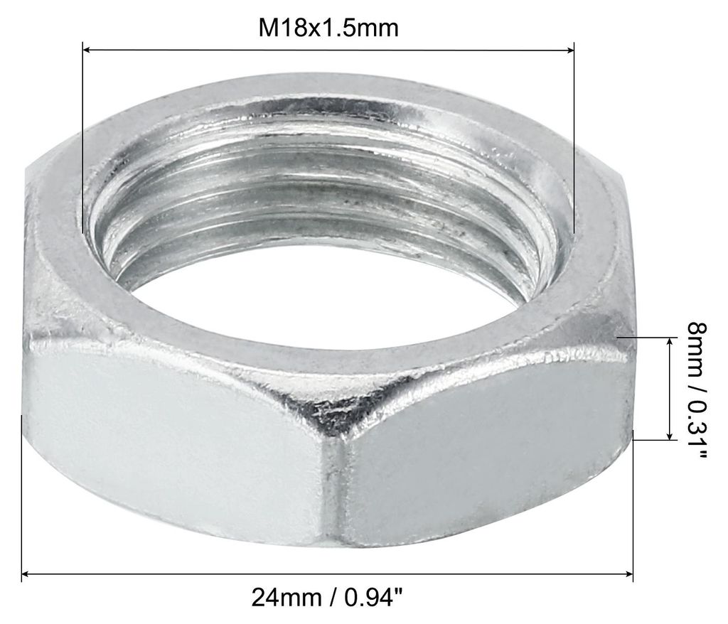 M18x1.5 Stahl Sechskantmuttern 15 Pack Metrische Gewinde Verzinkt Beschl?ge Muttern Schraube Bolzen Befestigungsteile fš¹r Lampen Maschinen Repar...