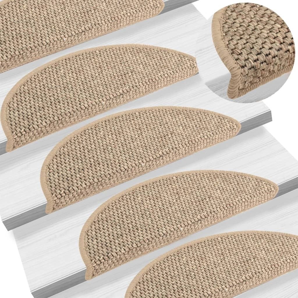 "im Angebot" Treppenmatten Selbstklebend Sisal 15 Stk. 56x17x3cm Dunkelbeige - Stufenmatten CC10492
