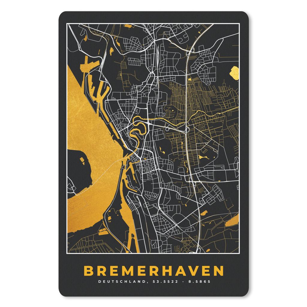 MuchoWow Mauspad Mousepad Bremerhaven - Gold - Stadtplan - Karte - Deutschland 18x27 cm - Mousepads - Maus Mat - Pad - Mausunterlage