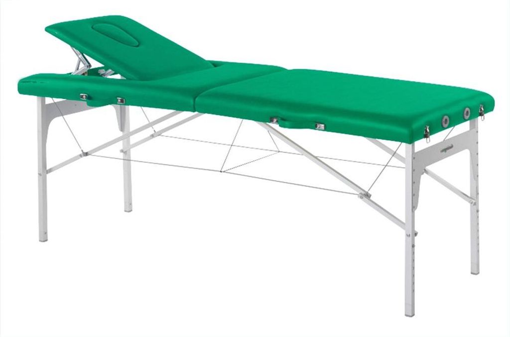 Behandlungsliege, Massageliege, Liege klappbar, mobil, Höhe 68-84 cm, Farbe:59 gras