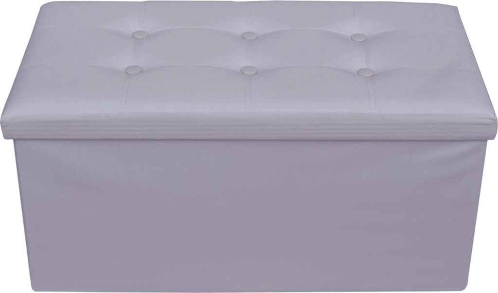 Rebecca Mobili Sitzpouf mit Staufach und Deckel aus Holzfaser und grauem Kunstleder