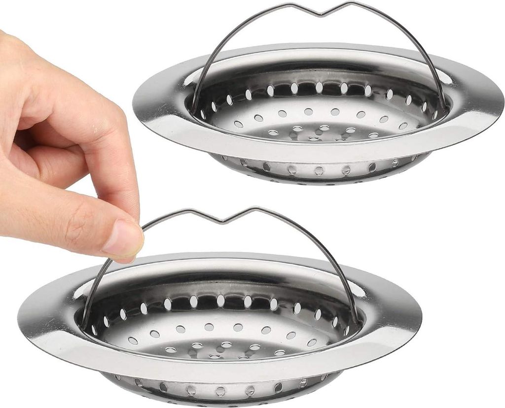 2 Filtre Évier Cuisine mit Poignée, Crépine d'Évier und Acier Inoxydable mit Anse, Grille Bac Cuisine, Durchmesser von 110 mm, leicht zu reinigen