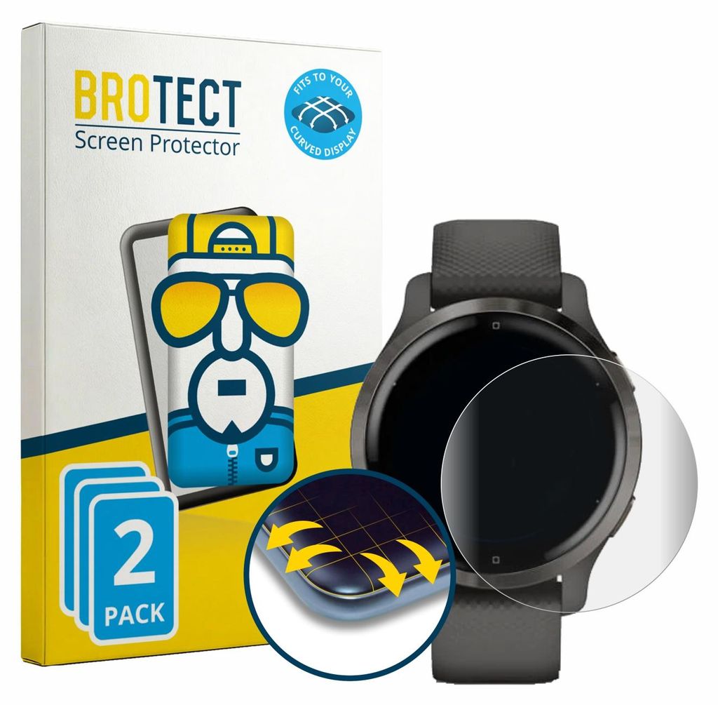 2x BROTECT Fullscreen Schutzfolie für Garmin Venu 2S Produktbild 