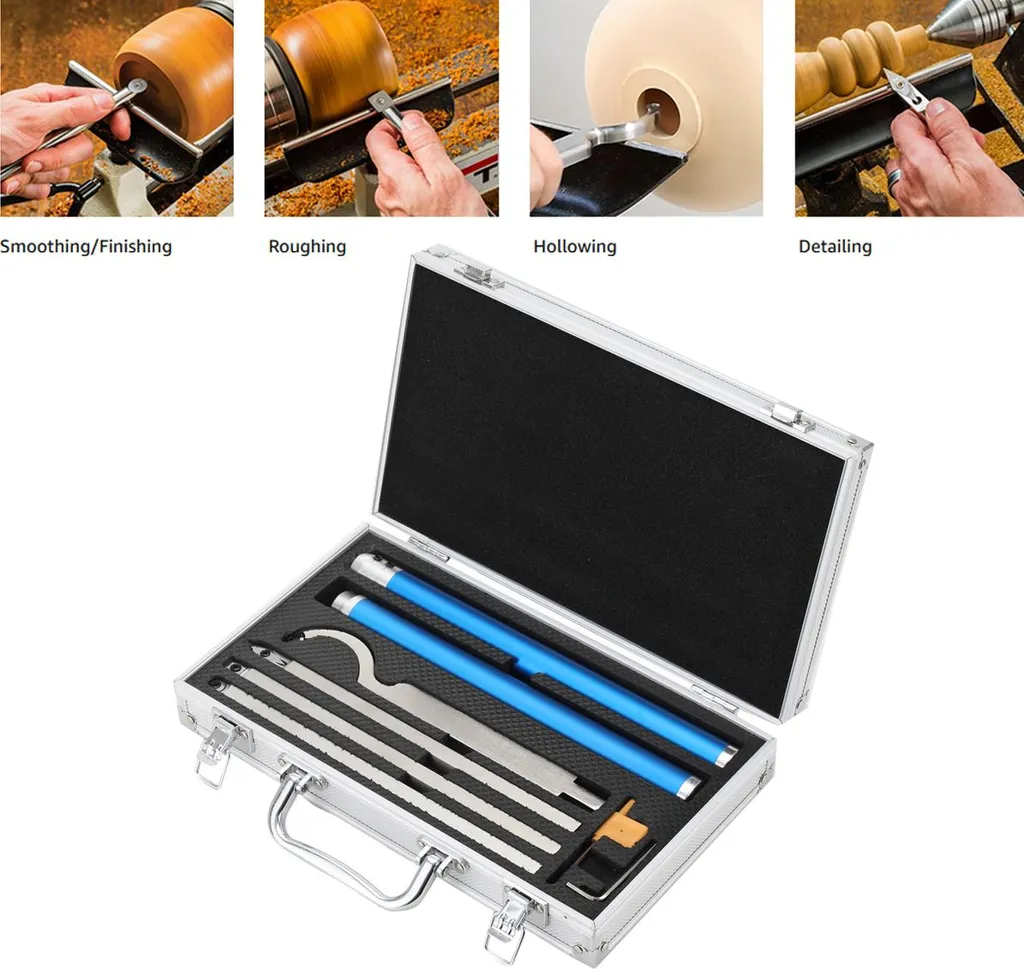 Gouges de tournage pour tour à bois avec manches ergonomiques bleus - 3