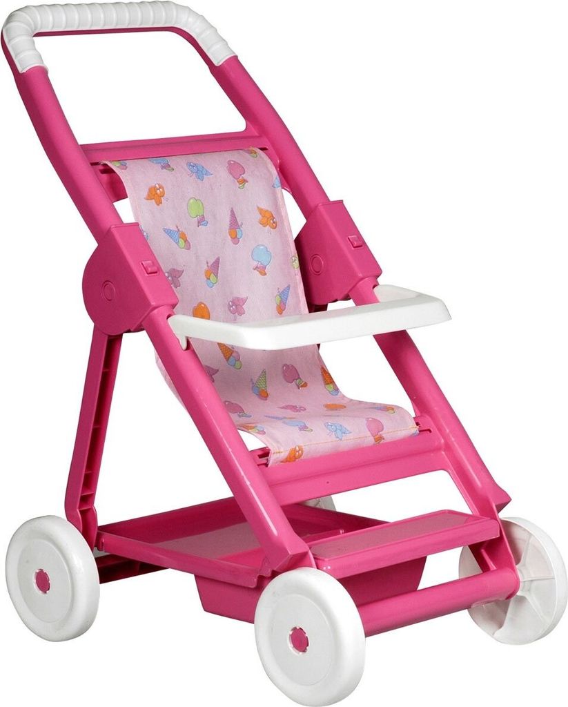Puppenbuggy Sunny, rosa, faltbar, aus robustem Kunststoff, mit Stauraum