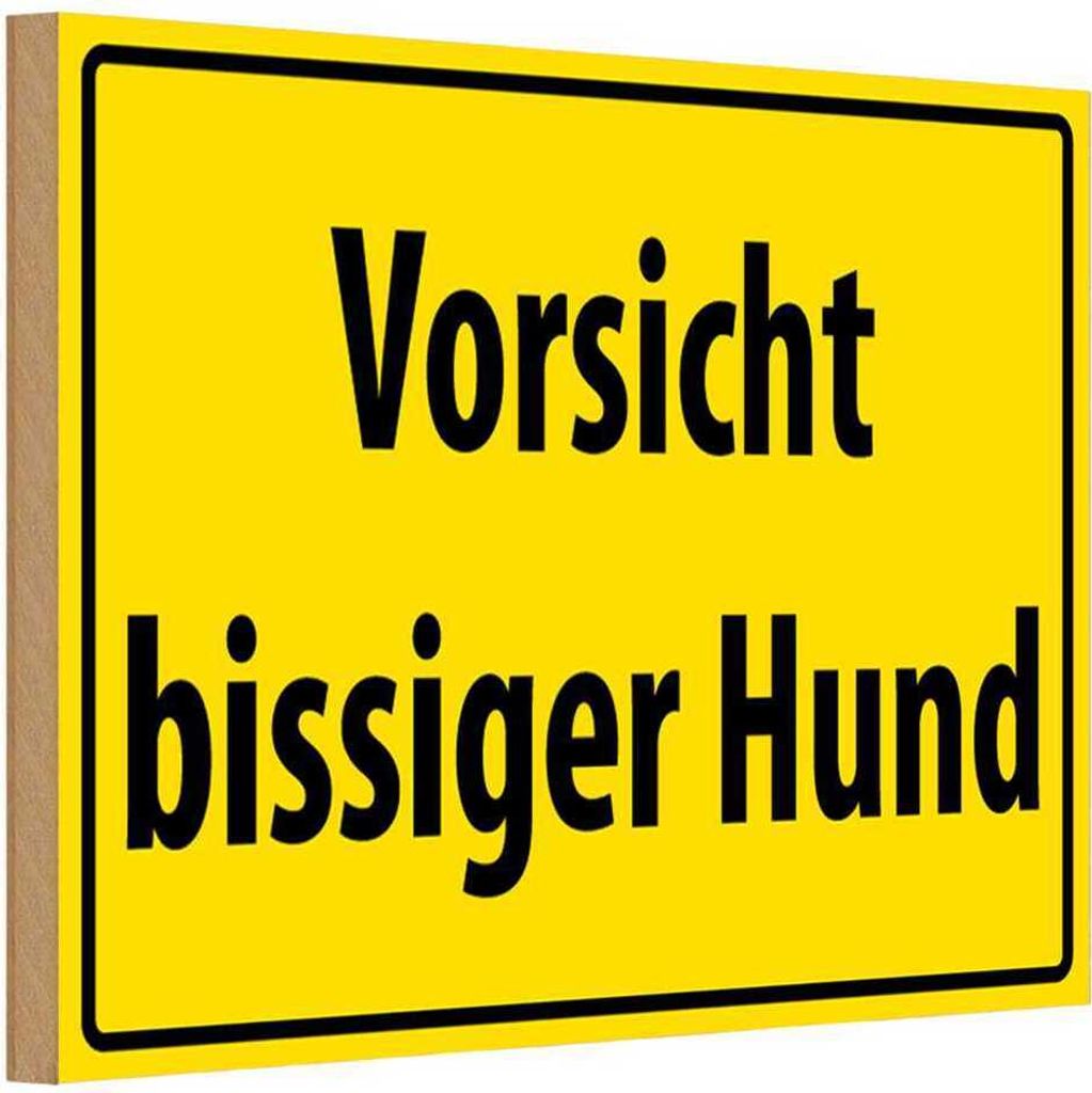 vianmo Holzschild 12x18 cm Vorsicht bissiger Hund Tier Haustier