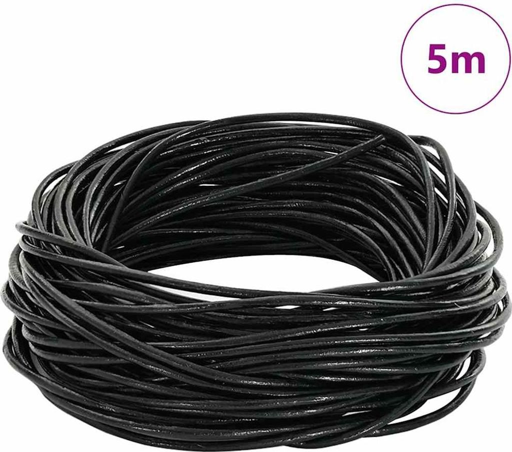 "im Sonderangebot"Leder Schnur Schwarz Ø1,5 mmx5 m Leder NEU926779 - Bastelmaterial
