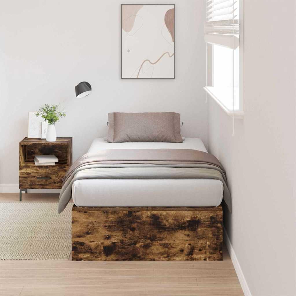 Maison Exclusive - Aufbewahrungsbettgestell Geräucherte Eiche 70 x 190 cm