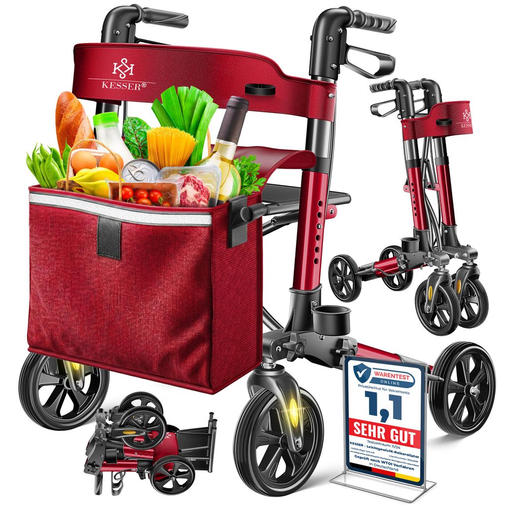 KESSER® Rollator Aluminium faltbar, höhenverstellbar & bis Produktbild 