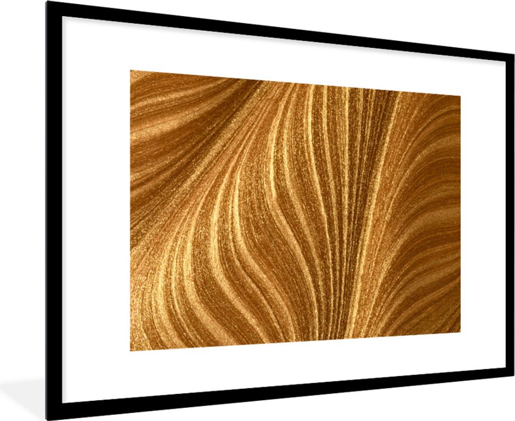 MuchoWow Gerahmtes Poster Nahaufnahme von Goldfarbe 90x60 cm - Poster mit Schwarzem Bilderrahmen Wandposter Rahmen Foto Bilder - Wanddekoration -...