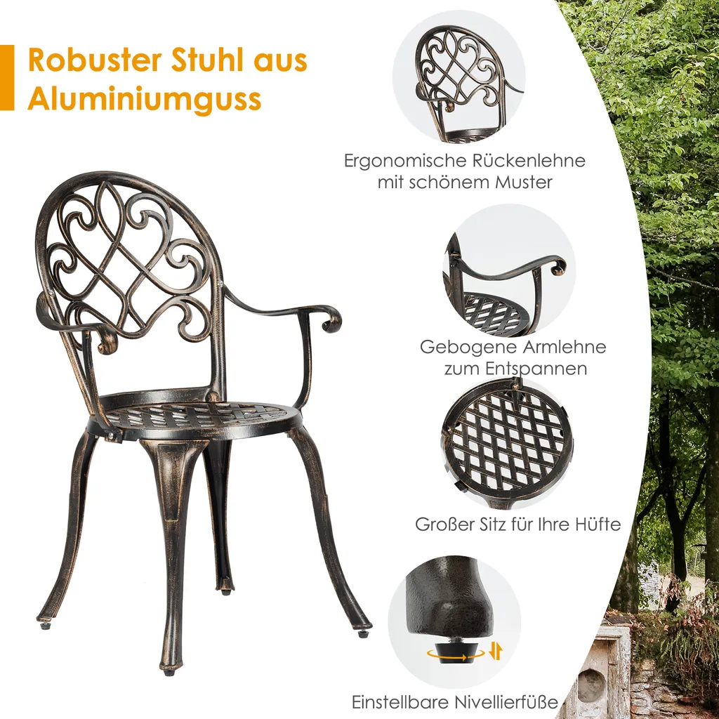 Mobilier de jardin en fonte d'aluminium avec bac à glaçons amovible set