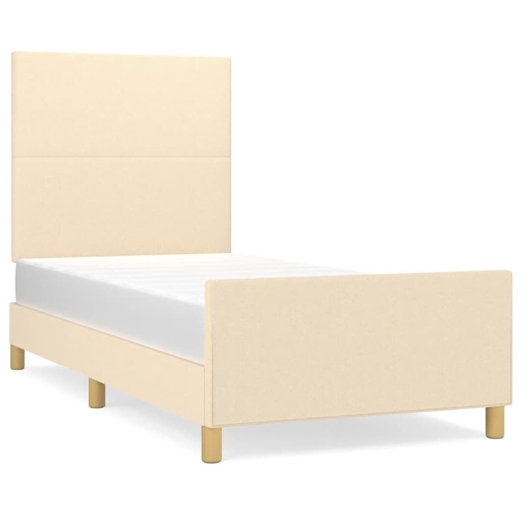 vidaXL Bettgestell ohne Matratze Creme 90x200 cm Stoff